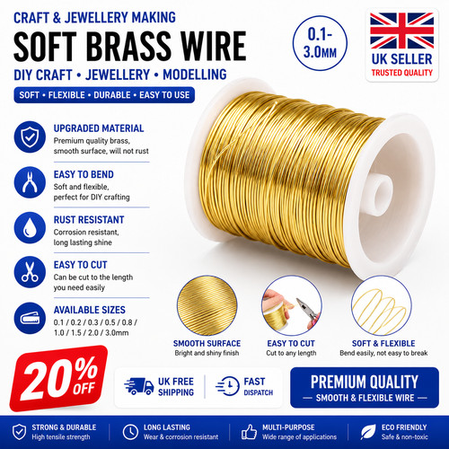 Soft brass wire 1mm - brass, 0.1mm-3mm