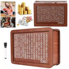 Wooden Money Box Counter Piggy Bank 5000£/10000£ Saving Challenge Money Bank