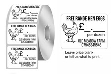 CUSTOM Fresh Hen Egg Box Price Labels - Printed Stickers Freshly Laid Farm Shop