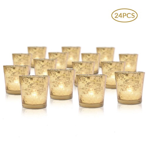 Vintage mercury glass candle - mercury,