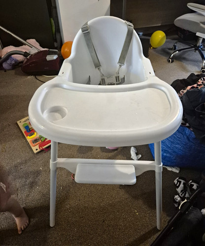 Babylo high chair white grey - high, white/grey