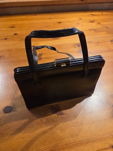 Vintage black leather handbag - black,