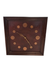 Vintage Old Coin & Leather Clock Wooden Home Decor PARTLY TESTED Retro Antique 