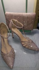 ROLAND CARTIER ROSE PINK STRAPPY SHOES AND MATCHING BAG SIZE UK 5  EUR 38.