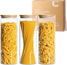 3 x 1.9L Glass Pasta Jars with