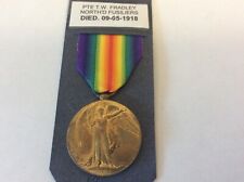 WW1 Casualty Died Pte Fradley Northumberland Fusiliers Victory Medal