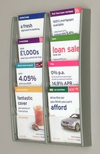 Wall Mounted Brochure / Leaflet Holder / Rack with 8 x A5 Portrait Pockets