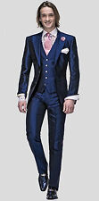 Men Blue suits stylish Wedding Dinner suit with Waistcoat (Jacket+Pant+Waistcoat