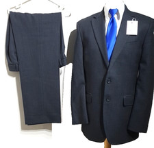 The Label mens 2 piece suit Ch40"L W34" L31" Charcoal Birdseye