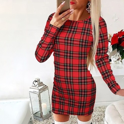 Womens plaid check bodycon - womens,