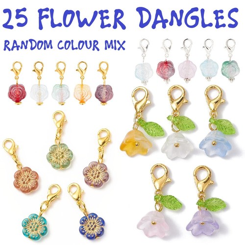 Mixed flower dangle - mixed, charm