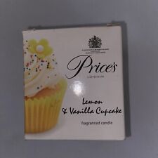 PRICE'S OF LONDON WHITE Lemon & Vanilla Cupcake FRAGRACED CANDLE Free UK Post