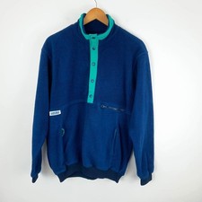 Vintage Douglas Gill Fleece Pullover Jumper L? Navy Blue 1/2 Snap Sailing 90s