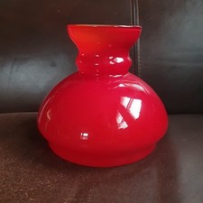 Vintage Oil Lamp Shade Lampshade Red Cased Glass 5" Tall