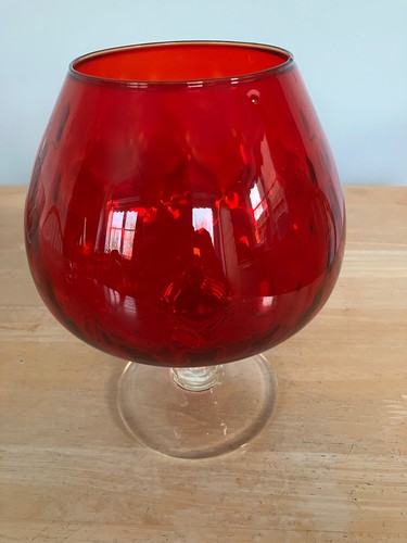 Vintage ruby red glass brandy - red,
