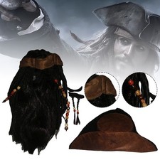 For Pirates of the Caribbean Jack Sparrow Cosplay Hat wigs beard Halloween Props