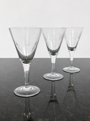 Vintage etched wine glasses - wine,
