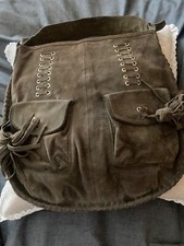 ZARA BAG HOBO BUCKET STYLE GREY SUEDE LEATHER SHOULDER BAG WITH TASSELS