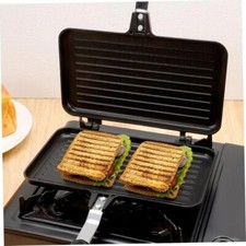 Non-Stick Double Sided Sandwich Maker Pan Grill Toaster Stove Top BBQ