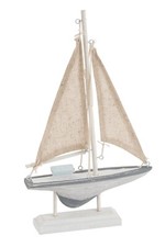 24CM SAILING BOAT WOODEN ORNAMANT WOOD FIGURE NAUTICAL SEASIDE HOME DECORATION