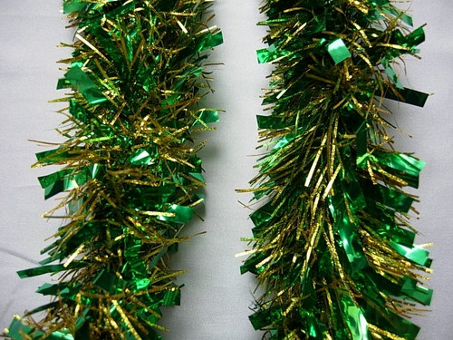 Green gold tinsel - green,