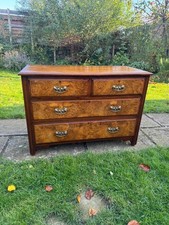 Antique burr walnut four draw chest of draws solid wood 
