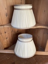 2 X Laura Ashley Ribbon Trim Silk Pleated Lampshades Ivory 30cm