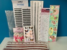 Embellishments Bundle For Paper crafts. Gems, Butterflies, Floral, Glitter!