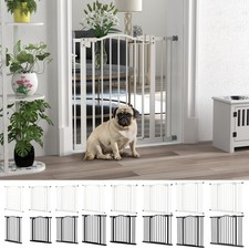 Adjustable Width and Tall Metal Pet Gate Safety Barrier w/ Auto-Close Door