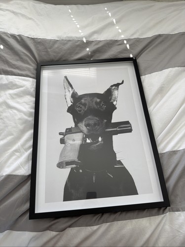 Art dog with - dog, gun