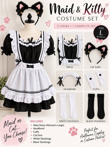 French maid cat halloween - french,