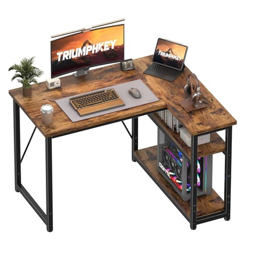 Shaped computer desk - desk, with