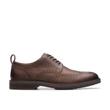Clarks Mens Aldwin Limit Brogue Brown Leather Lace Up,Oxford Shoes