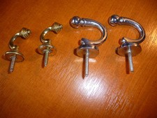 4 BRASS & CHROME CURTAIN TIE BACK HOOKS - great condition - 2 pairs