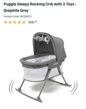 Puggle Sleepy Rocking Crib with 3 Toys - Graphite Grey
