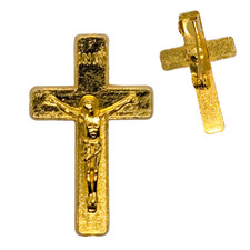 Gold Cross Pin Badge Jesus