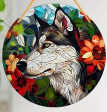 HUSKY Siberian Dog Wolf LARGE Suncatcher Pendant Birthday Window GIFT Present