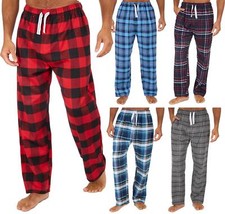 Mens Brushed Cotton Lounge Pants Soft Flannel Check PJs Pyjama Bottoms