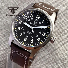 Tandorio 39Mm NH35A 20Bar Automatic Dive Pilot Men's Watches Sapphire Glass Gree