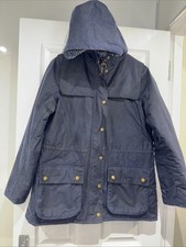 Barbour  x Liberty Floral Trim Blaise Wax Jacket Hood Navy Blue UK Size 12