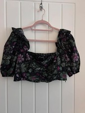 Zara Black Floral Puff Sleeve