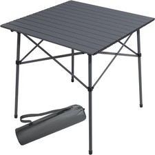 Folding Camping Table Aluminium Square Roll Up Picnic Backyard BBQ Garden w Bag