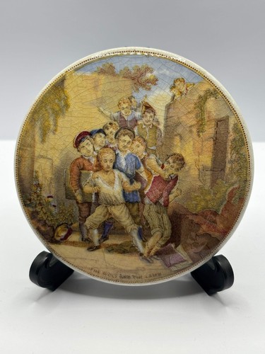Old prattware lid - prattware, lid,