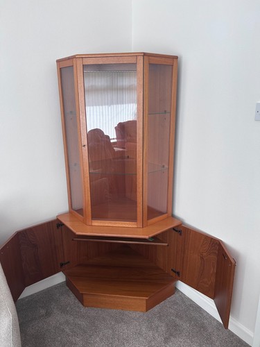 Vintage teak corner display