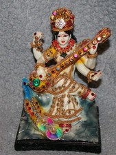 Goddess Saraswati on Lotus Statue Sculpture Figurine Showpiece