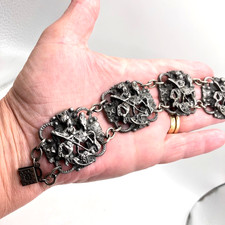 St George slaying Dragon panel Bracelet silver tone metal made England cosplay