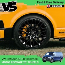 FITS VW T5 TRANSPORTER MOMO REVENGE GLOSS BLACK 20" LOAD RATED ALLOY WHEELS