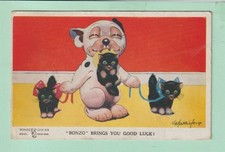 Comic postcard artist G  E Studdy - Bonzo Brings You Good Luck! - Pu 1926