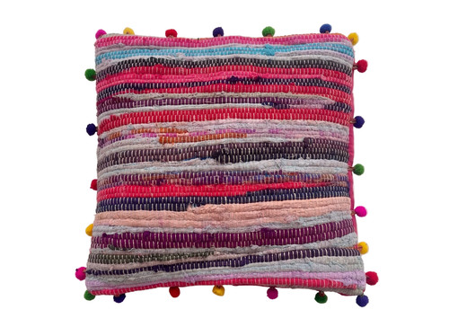 Rainbow rag rug cushion cover - rainbow,