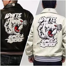 Men's Avirex Speed Tiger Edition Leather Biker Jacket Icon Flight Animal Print